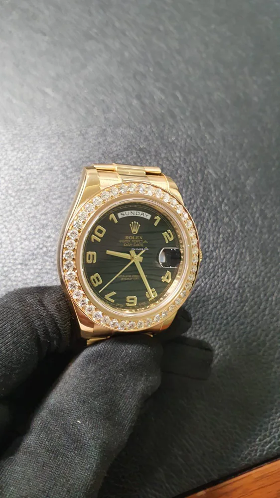 Rolex Day-Date II President II 218238 41mm Black Custom Diamond Bezel